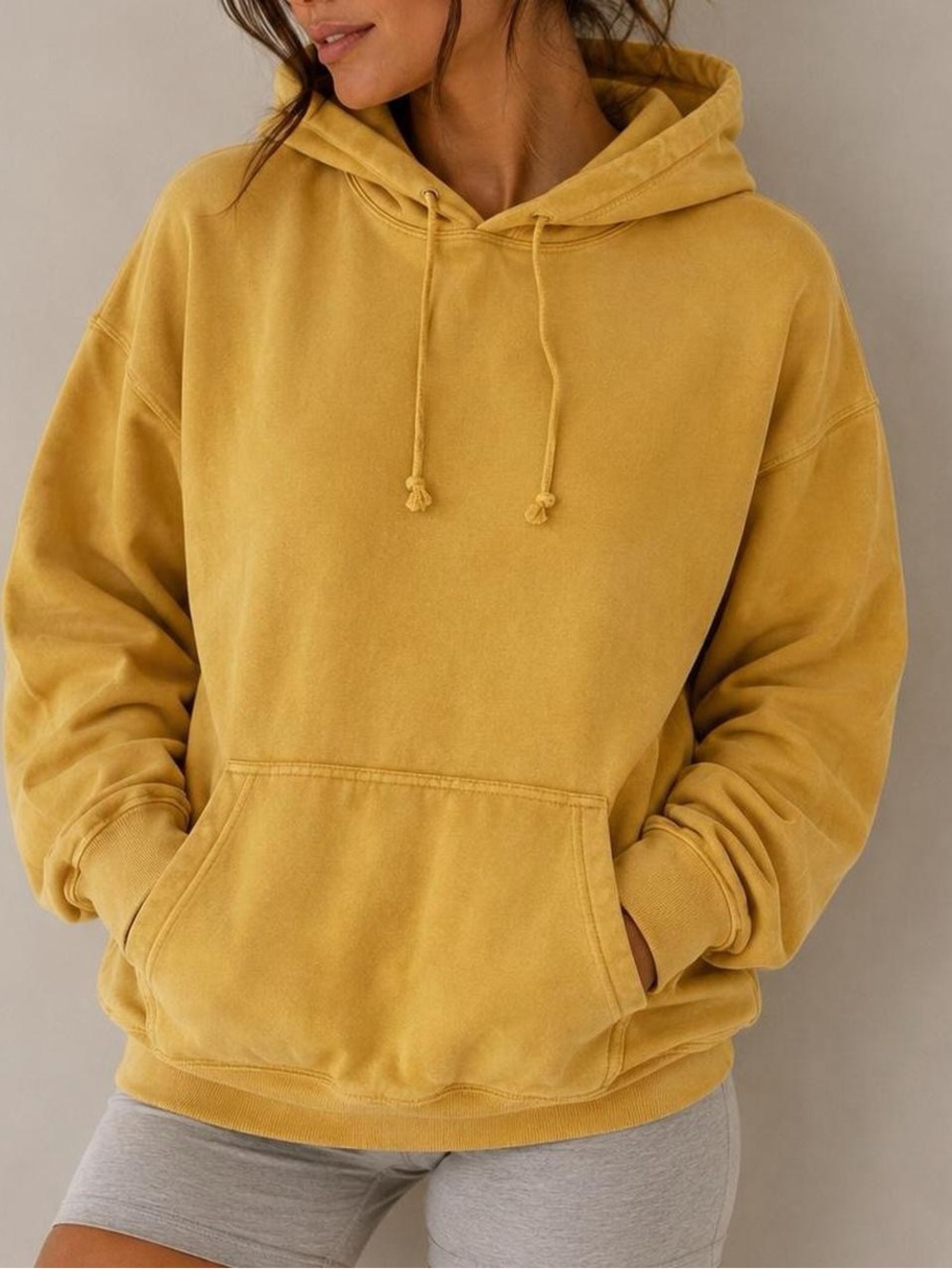 Brandy Melville Mustard Yellow Oversized Pullover Hoodie